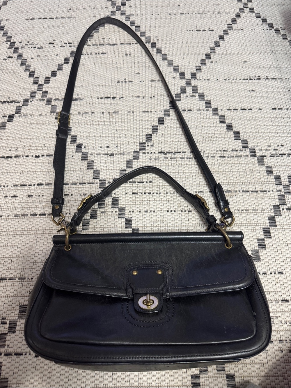 Vintage Coach Legacy Willis Bag, Black Leather Top-Handle and Crossbody